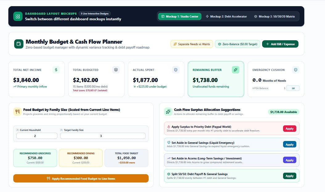 50K Family Budget Digital Dashboard
